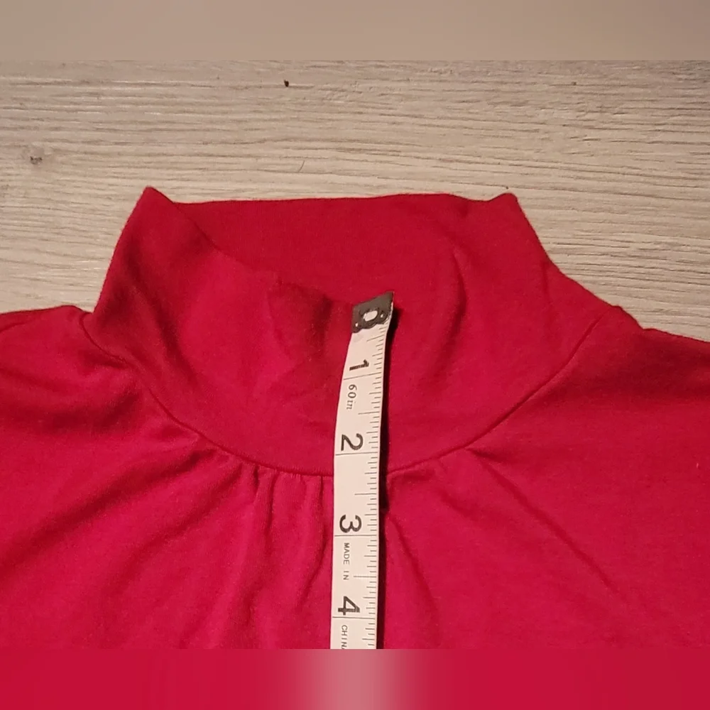 Express Red Cap Sleeve Turtleneck Blouse, Women's Small (S) - Picture 7 of 11